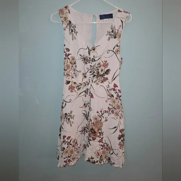 Blue Rain Dress - White with Floral Patterns Pefect For Fall - Picture 1 of 5